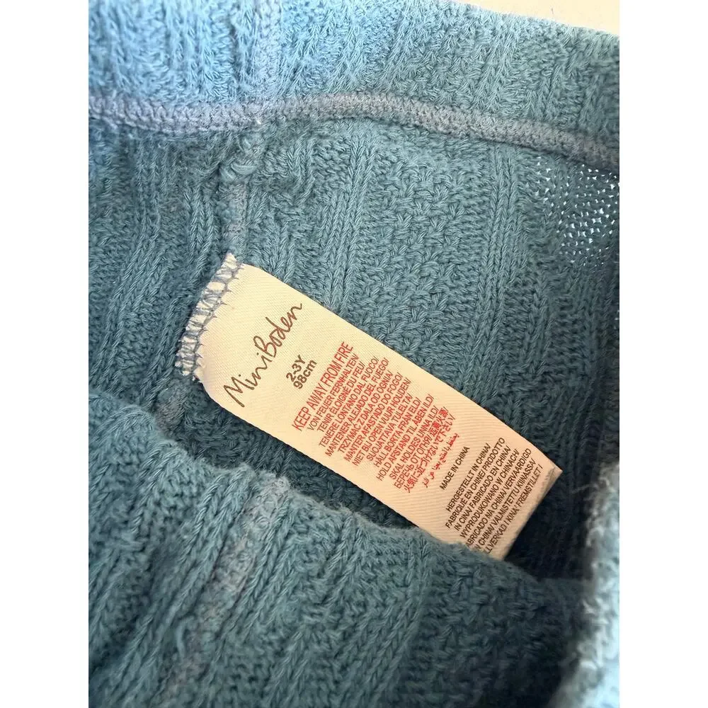 Mini Boden Blue Cable Knit Footless Tights Girls 2-3 Yrs